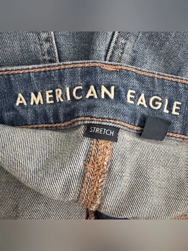 American Eagle Super High Rise Baggy Wide Leg Stretch Distressed Jeans 12 Long - Image 8