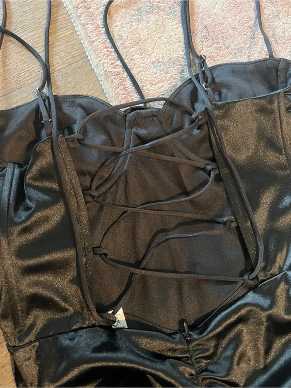 Lucy in the Sky Black Ruched Mini Dress - Image 4