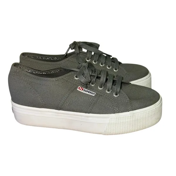 Superga 2790 Platform Sneakers Gray Canvas‎ 8W EU 39 Chunky Sole Casual - Image 3