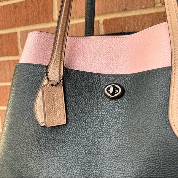 Coach Lora Carryall tote Colorblock in Pewter/Pine Green Aurora Multi Leather - Image 7