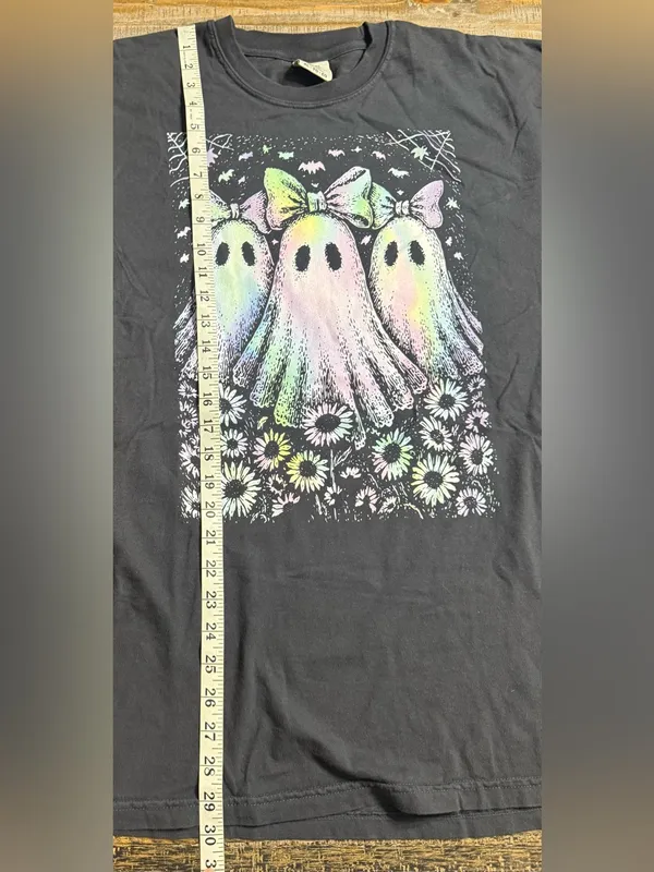Comfort Colors Black Tee with Pastel Iridescent Ghosts - Image 6