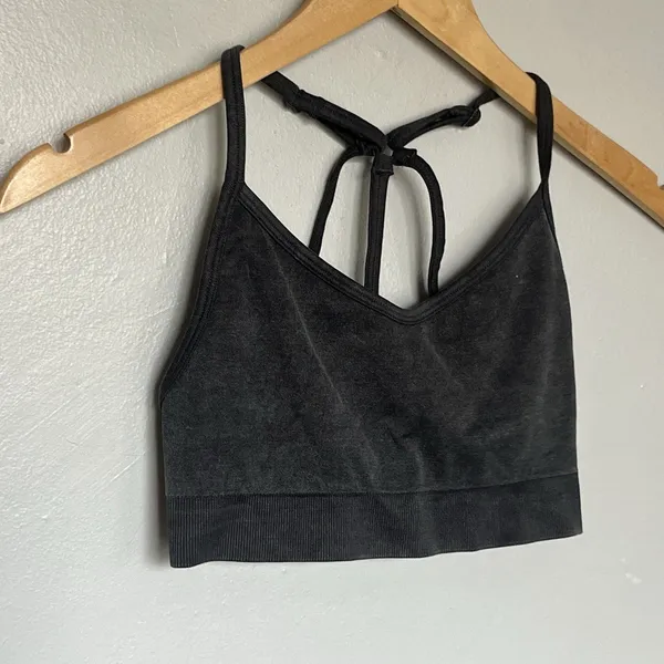 Aerie Offline Charcoal Grey Bralette Crisscross Back Sports Bra Size M - Image 3