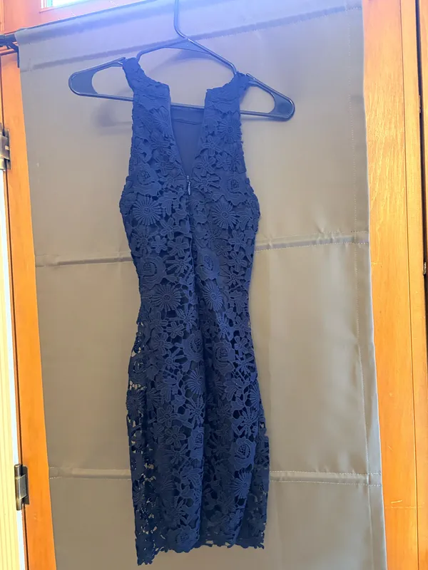 Lulus Love Poem Navy Blue Lace Mini Dress - Image 3