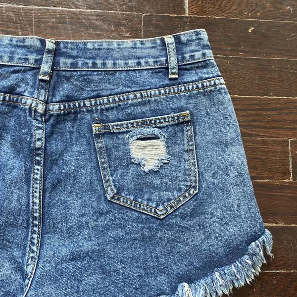 SheIn High Waisted Blue Jean Shorts - Image 7