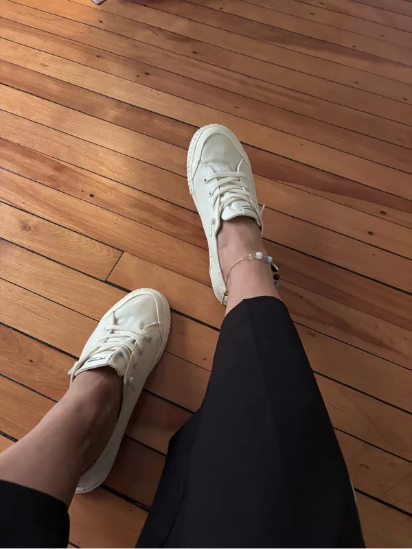 Tretorn White Canvas Sneakers Women’s Size 8 | Slip-On Lace-Up Casual Shoes - Image 2