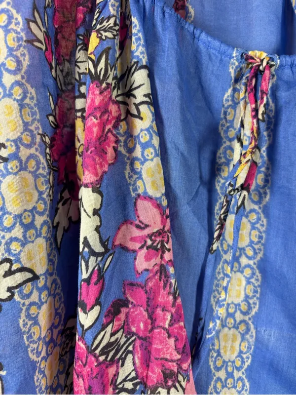 Free People Periwinkle Floral Tie-Front Peasant Top - Image 5