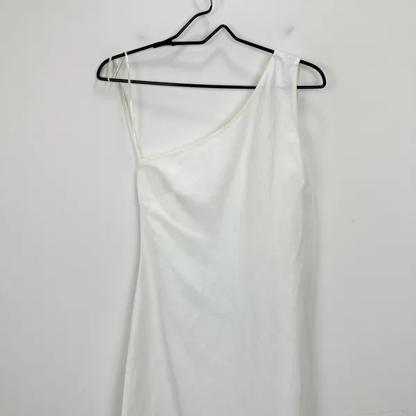 Madewell One Shoulder Midi Dress Linen Blend Lighthouse Minimalist US 00 NWT - Image 6