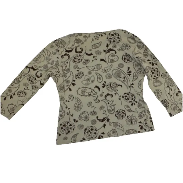 ALC Frank Women's Size L Sage Green Paisley Floral V-Neck Top Sequin Accents - Image 7
