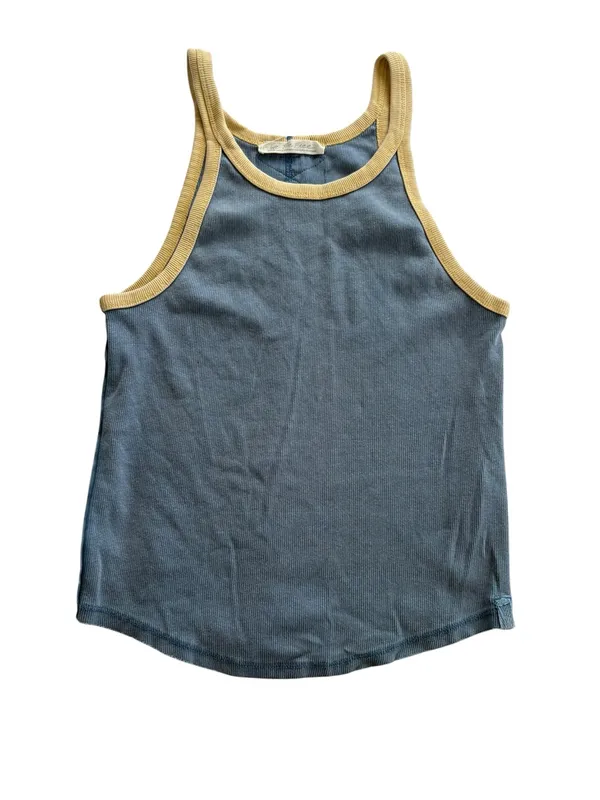 We the Free size large only 1 ringer Blue Tank Top with Yellow Trim - Image 2