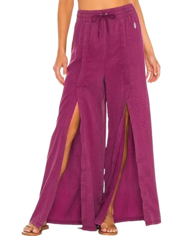 Free People Abs Tracker Split Wide Leg Pants Dark Purple Small - Image 5