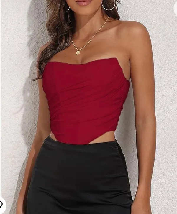Wine Red Corset Crop Top - Image 2