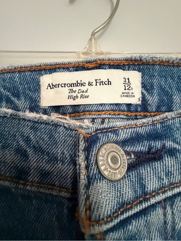 Abercrombie & Fitch The Dad High Rise Light Blue Straight Jeans- 12 - Image 3