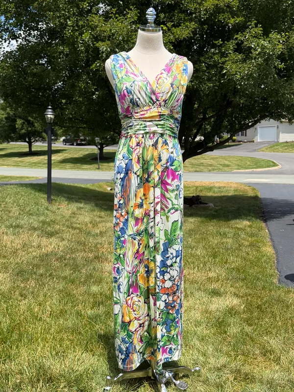 NEW Jonathan Martin Floral Maxi Dress 6 Resort Cruise Autumn Wedding Guest Dress - Image 3