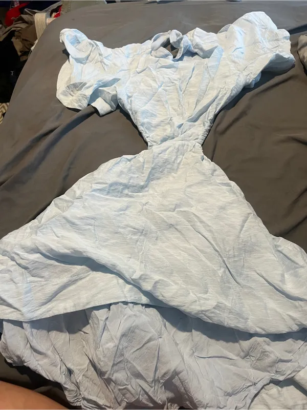 Tularosa Light Blue Flutter Sleeve Fit-and-Flare Dress - Image 7