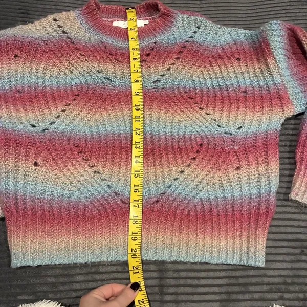 ASTR The Label Pink Long Sleeve Size Small Sweater Top Striped Soft Blue Yellow - Image 3