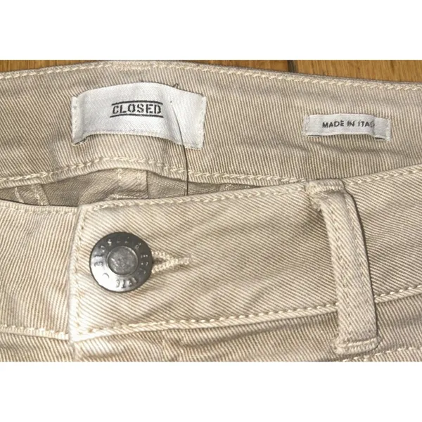 Closed x Candiani Starlet Jeans Sz 27 Tan Italian Denim Designer Classic Preppy - Image 3