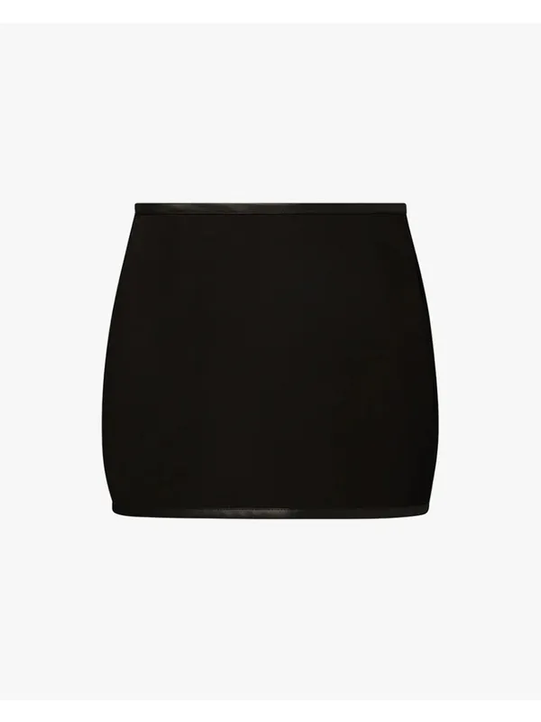 WE WORE WHAT Black Linen Blend Mini Skirt Size 4 NEW NWT - Image 2