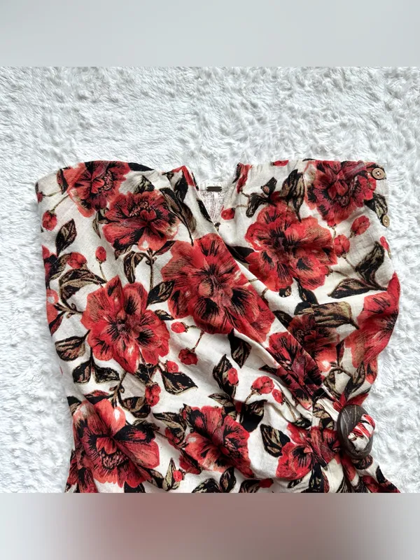 Free People Hot to Trot Mini Dress L Tube Floral Strapless Wrap Smocked Resort - Image 7