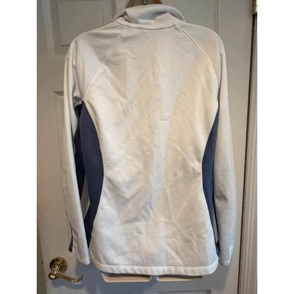 The North Face Womens Large Grid Fleece Jacket White Blue Full Zip Outdoor - Image 3