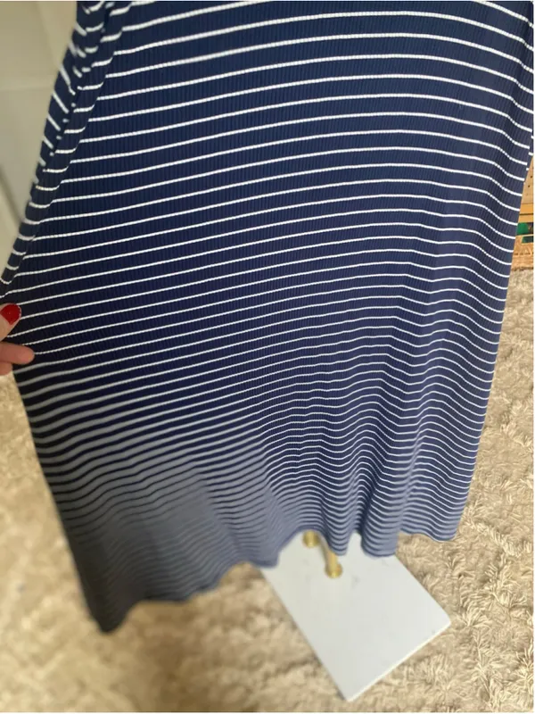 Old Navy Striped Ribbed Midi Dress Coastal Nautical Preppy Americana Classic L - Image 5