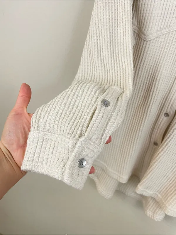 Aerie Anytime Fave‎ Waffle Shirt Cabe Batter Oversized Shacket Size Large - Image 6