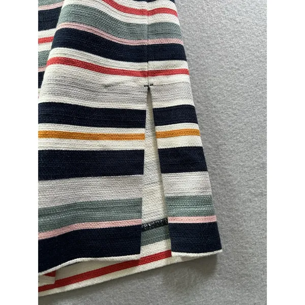 Loft Womens 12 (32/22)‎ Pencil Skirt Striped Blue Pink Textured Twill Split Hems - Image 2