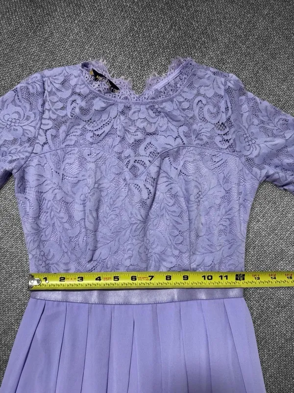 Miusol Lavender Lace Chiffon A-Line Formal Maxi Dress Size 9 - Image 6