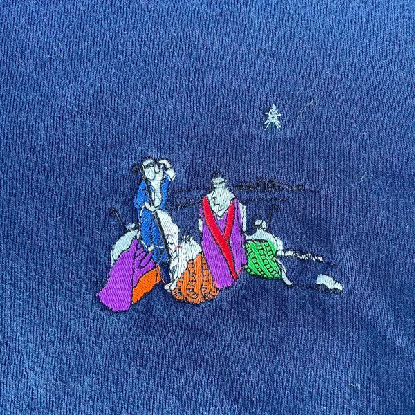 Vintage Three wise men Christian navy blue crewneck women’s size medium - Image 3