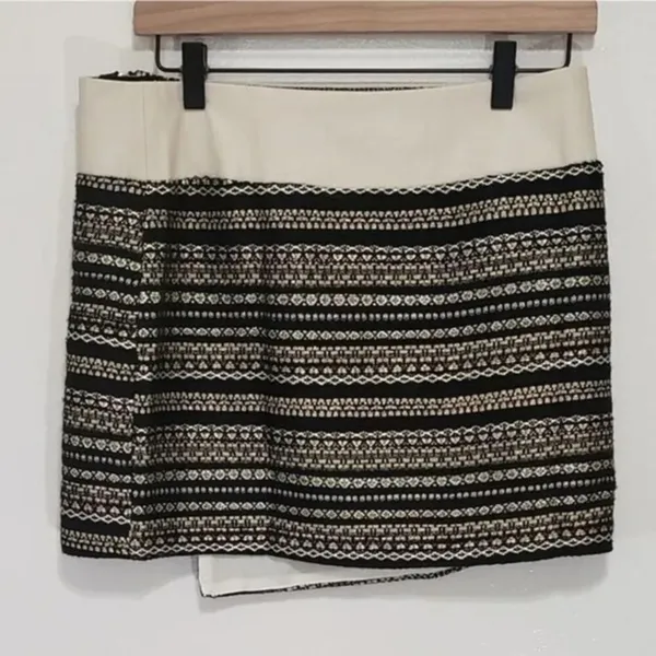 Fab’rik Metallic Gold Black Mini Skirt Women’s Size M | Shimmery‎ Holiday Party - Image 2