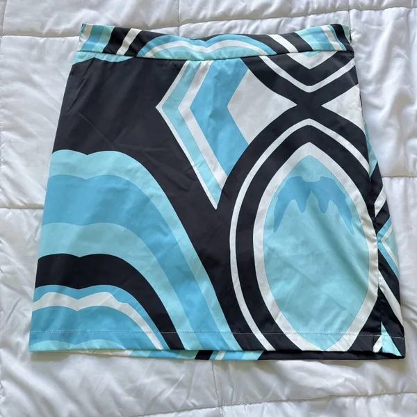 Bogner Tennis Golf Skort Skirt‎ Blue Geometric Stretch Womens Size 12 Outdoor - Image 9