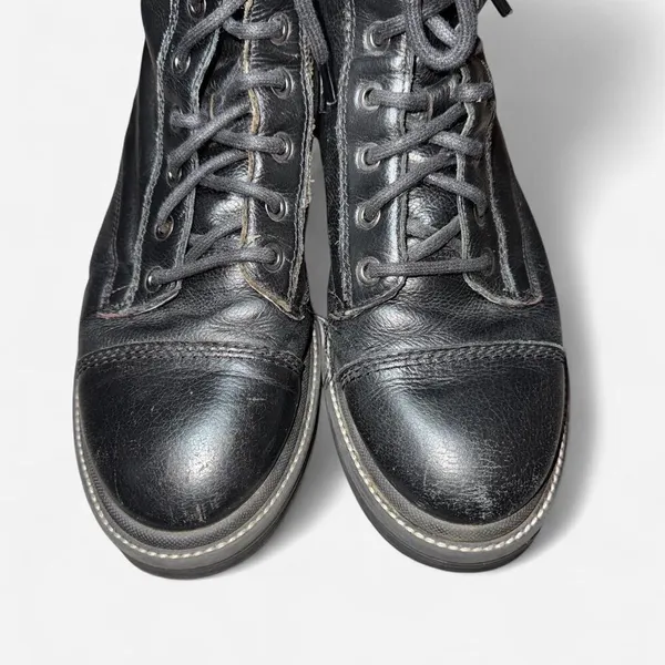 River Island Women's Black Laced and Zipper Combat Boots - Image 7