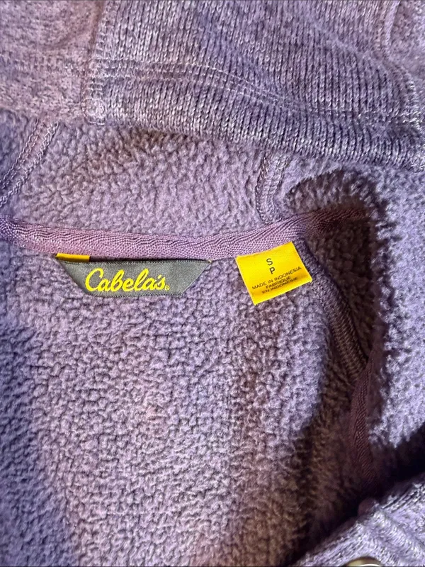Cabela's Women's Heather Purple Hooded Button Pullover Sweater - Image 2