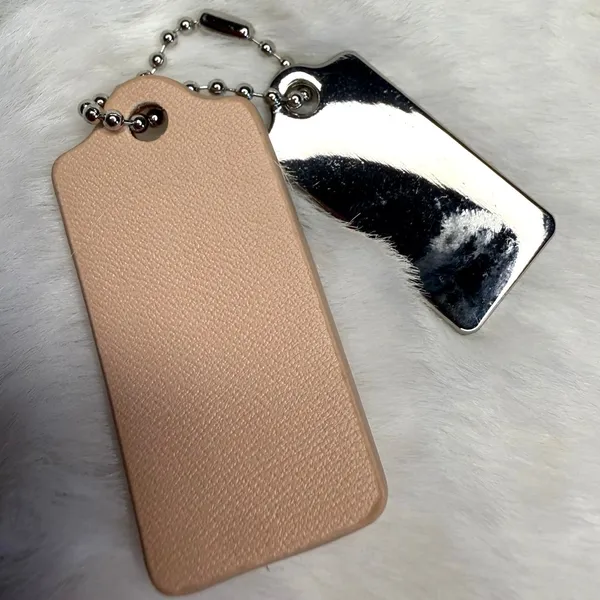 1.5" COACH Cream Silver Hang Tag Key Fob Bag Charm Set - Image 2