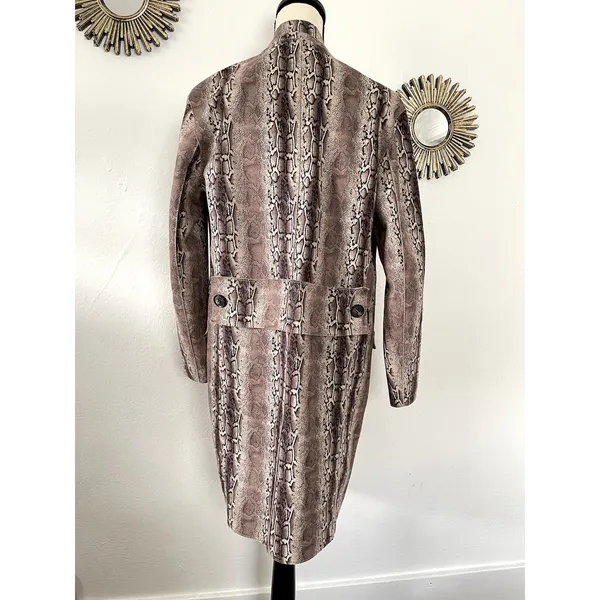 Blank NYC Python Print Faux Suede Longline Duster Coat Neutral Taupe Womens Sm - Image 9