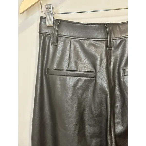 Abercrombie & Fitch Faux Leather Pants Women 6S Black Ultra High Rise Slit Hem - Image 7