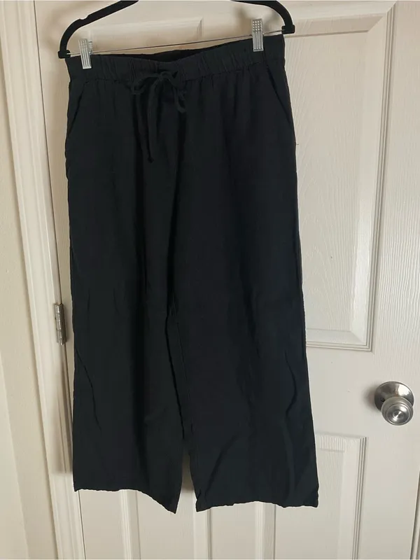 Ambiance Apparel Black Linen Blend Wide Leg Pants Size Large - Image 2