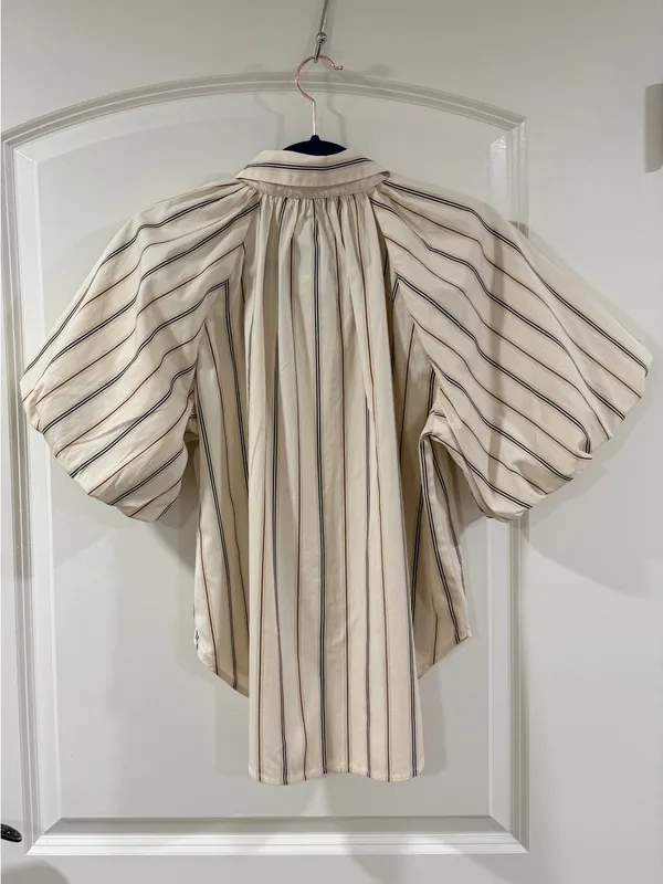 NWT Madewell Striped Puff Sleeve Button Front Blouse Medium Cotton Top - Image 6