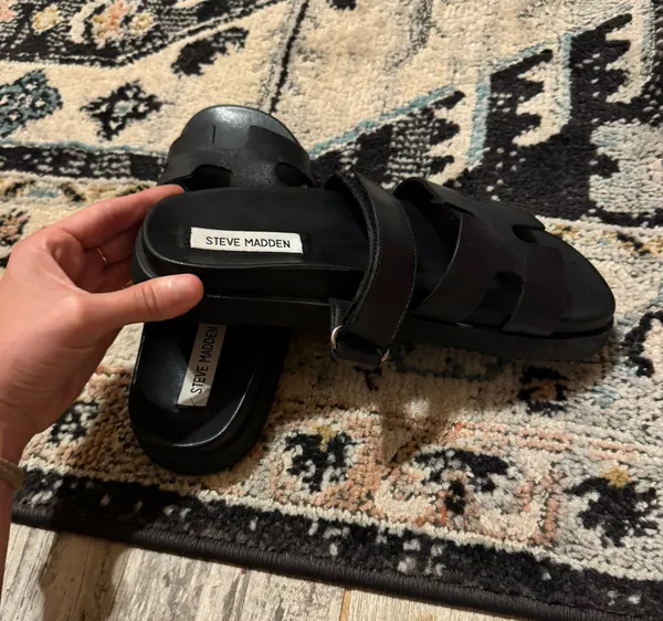 Steve Madden Mayven Black Leather Sandals - Image 5