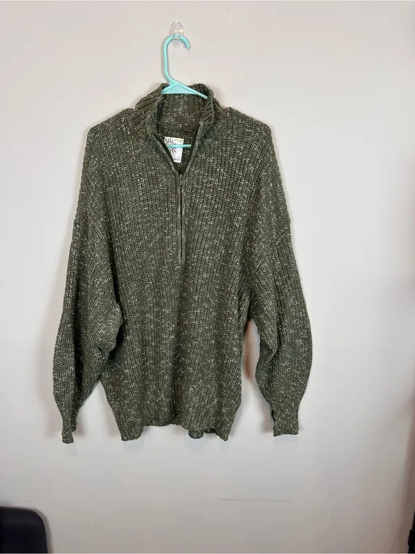 Offline by Aerie Chunky Knit 3/4 Zip Sweater Thumbhole Oversized Sweater Large - Image 2