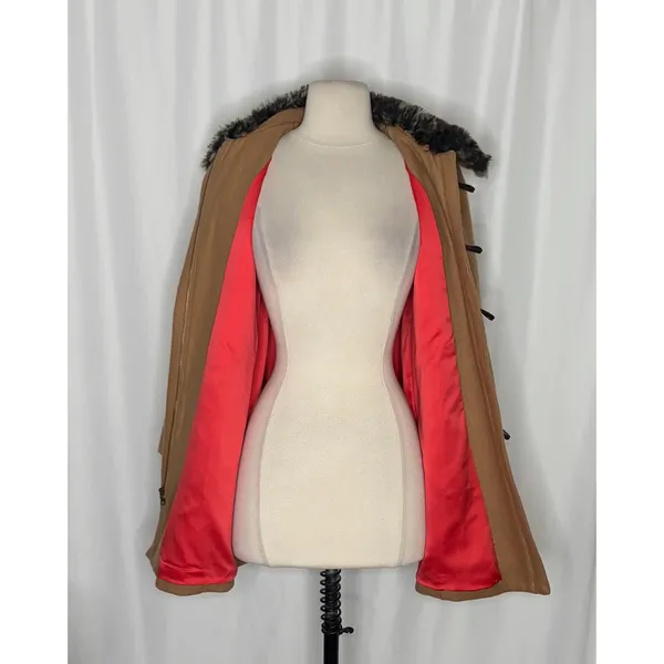 Anthropologie ELEVENSES‎ Melton Wool Toggle Coat Leopard Fur Collar Size 2 - Image 4