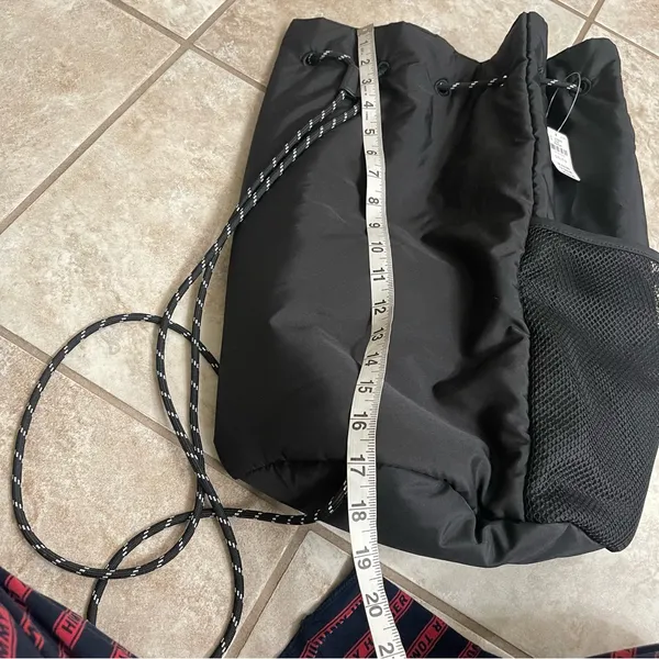 Pink By Victoria's Secret Black Drawstring Backpack Bag Outter Mesh Pockets NWT - Image 7
