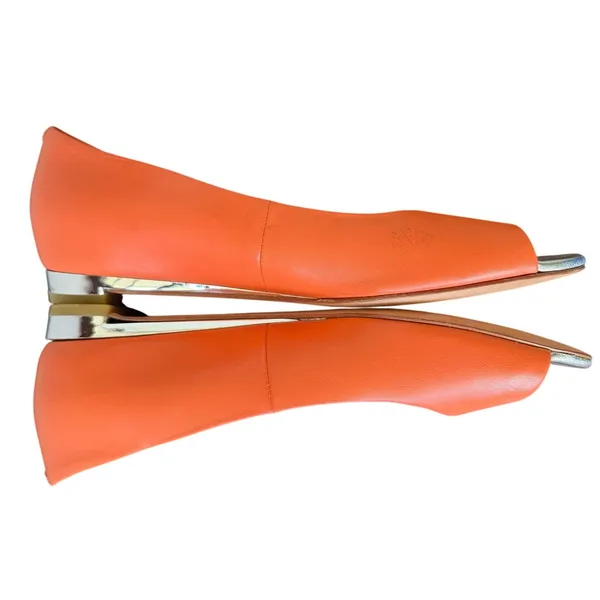 Cole Haan Nike Orange & Silver Leather Peep Toe Micro Heel Ballet Flat - Image 3