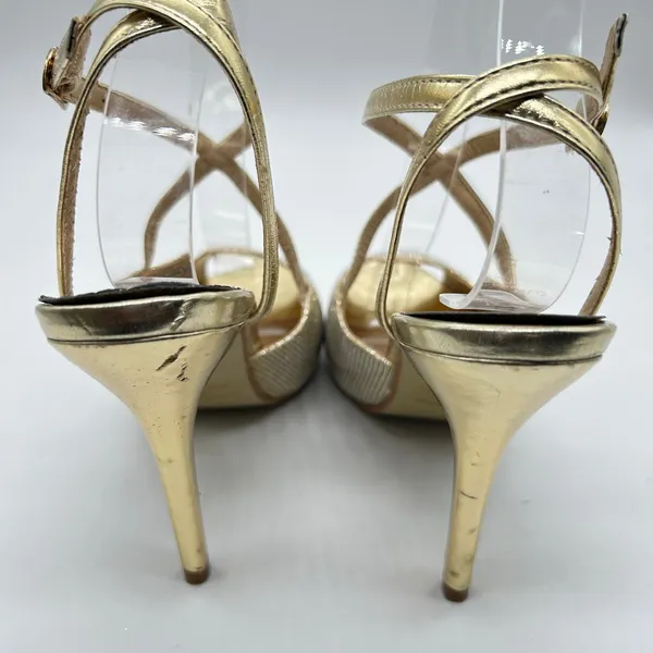 Bonnilel Heels Womens 8 Gold Tiara Glitter Shoes Wedding‎ Nightout Formal Party - Image 5