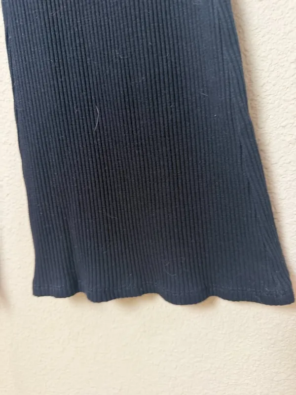 H&M Ribbed Flare Bootleg Pull On Pants Trousers Size Small Black - Image 3