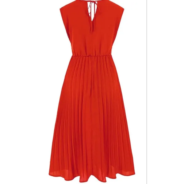 NEW Sleeveless Wrap V Neck Flowy Pleated Belted Midi Dress XL - Image 2