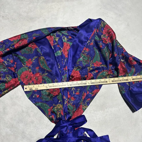 1990s Y2K Hollywood Victoria Secret Vintage Floral Longe Robe Women's SZ M/L - Image 3