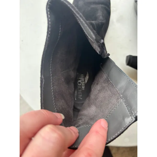 Aerosoles Womens Black Suede Ruched Ankle Boots‎ Low Heel Size 10 Heelrest Zip - Image 6