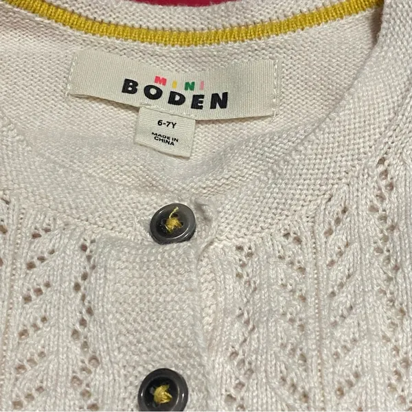 Boden Mini Off Cream Knit‎ Cardigan Sweater size 6-7 yrs - Image 7