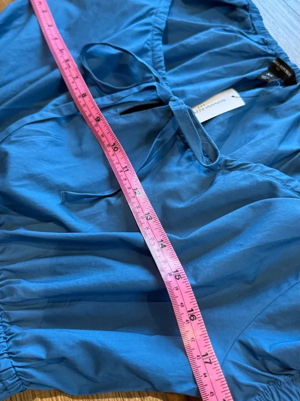 Banana Republic Blue Smocked Waist Peasant Top XS - Image 6