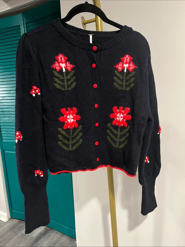 FREE PEOPLE NWT Nonna Knit Cardi / Midnight Bloom Combo - Image 8
